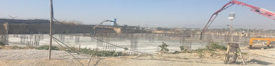 Full-site raft foundation pour, panoramic view