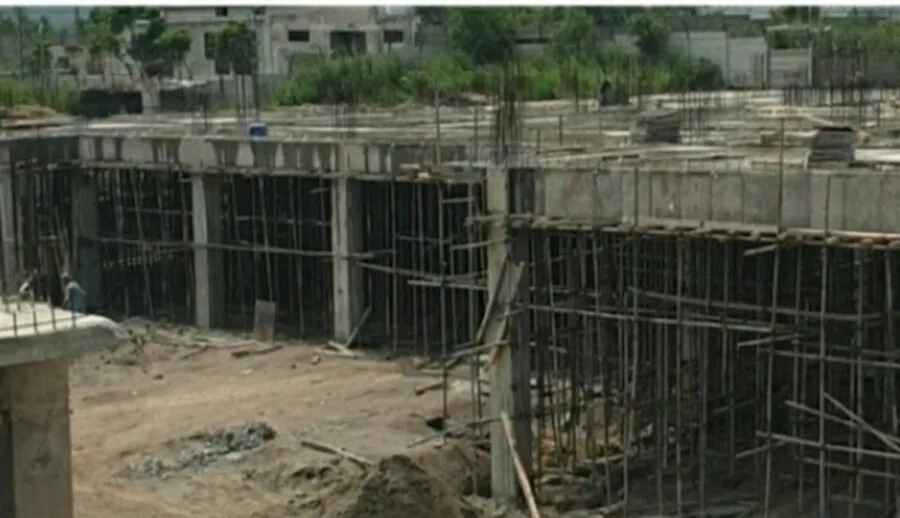 RCC frame and column shuttering under construction