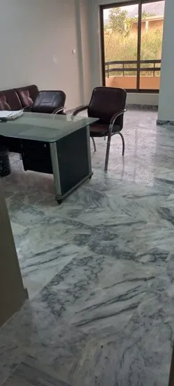 Apartment interior with marble flooring
